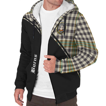 Burns Check Tartan Sherpa Hoodie with Family Crest Curve Style