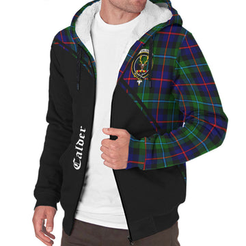 Calder Modern Tartan Sherpa Hoodie with Family Crest Curve Style