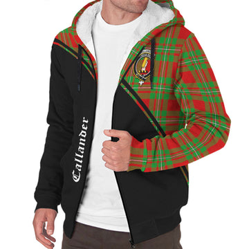 Callander Modern Tartan Sherpa Hoodie with Family Crest Curve Style