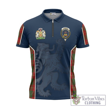 Cameron Tartan Zipper Polo Shirt with Family Crest and Lion Rampant Vibes Sport Style