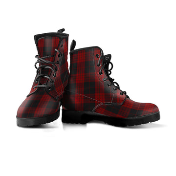 Cameron Black and Red Tartan Leather Boots