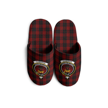 Cameron Black and Red Tartan Home Slippers with Family Crest