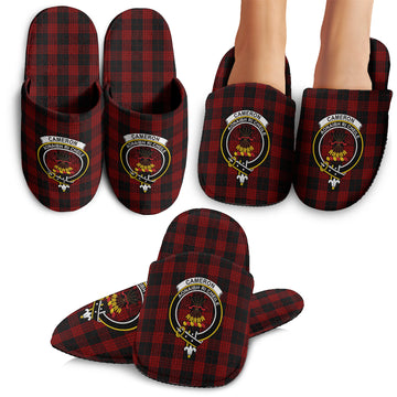 Cameron Black and Red Tartan Home Slippers with Family Crest
