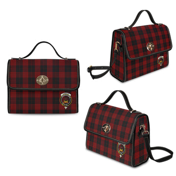 Cameron Black and Red Tartan Waterproof Canvas Bag with Family Crest
