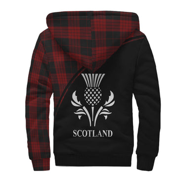 Cameron Black and Red Tartan Sherpa Hoodie with Family Crest Curve Style