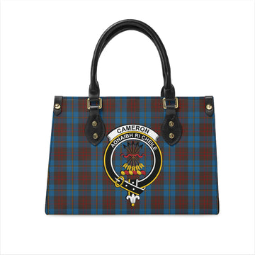 Cameron Hunting Tartan Leather Bag with Family Crest