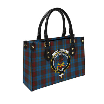 Cameron Hunting Tartan Leather Bag with Family Crest