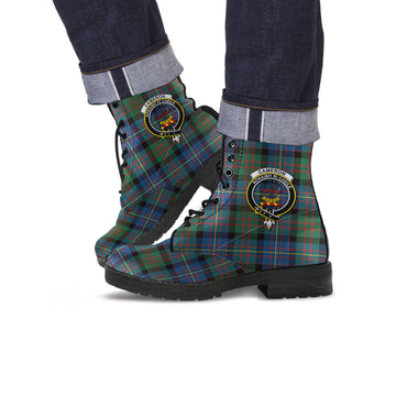 Cameron of Erracht Ancient Tartan Leather Boots with Family Crest