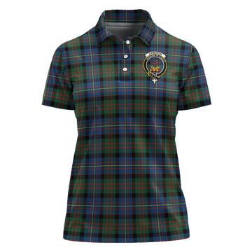 Cameron of Erracht Ancient Tartan Polo Shirt with Family Crest For Women