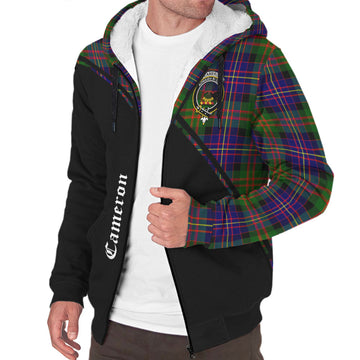 Cameron of Erracht Modern Tartan Sherpa Hoodie with Family Crest Curve Style
