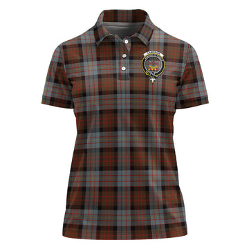 Cameron of Erracht Weathered Tartan Polo Shirt with Family Crest For Women