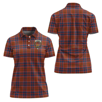 Cameron of Lochiel Ancient Tartan Polo Shirt with Family Crest For Women