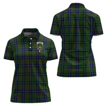 Cameron of Lochiel Hunting Tartan Polo Shirt with Family Crest For Women