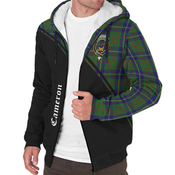 Cameron of Lochiel Hunting Tartan Sherpa Hoodie with Family Crest Curve Style
