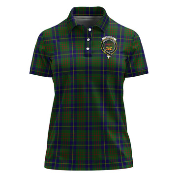 Cameron of Lochiel Hunting Tartan Polo Shirt with Family Crest For Women
