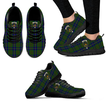 Cameron of Lochiel Hunting Tartan Sneakers with Family Crest
