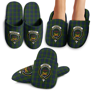 Cameron of Lochiel Hunting Tartan Home Slippers with Family Crest