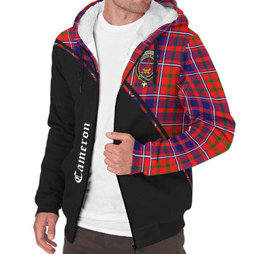 Cameron of Lochiel Modern Tartan Sherpa Hoodie with Family Crest Curve Style