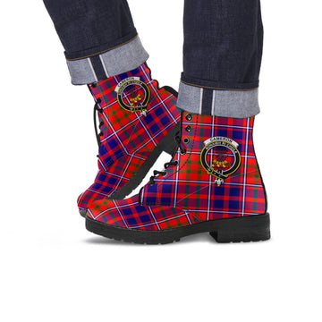 Cameron of Lochiel Modern Tartan Leather Boots with Family Crest