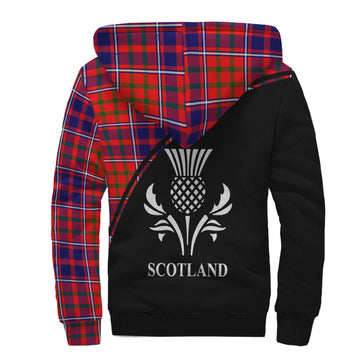 Cameron of Lochiel Modern Tartan Sherpa Hoodie with Family Crest Curve Style