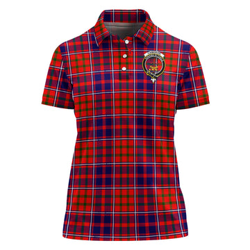 Cameron of Lochiel Modern Tartan Polo Shirt with Family Crest For Women