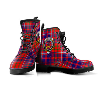 Cameron of Lochiel Modern Tartan Leather Boots with Family Crest