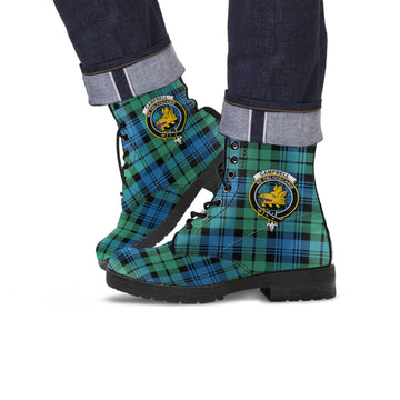 Campbell Ancient 01 Tartan Leather Boots with Family Crest