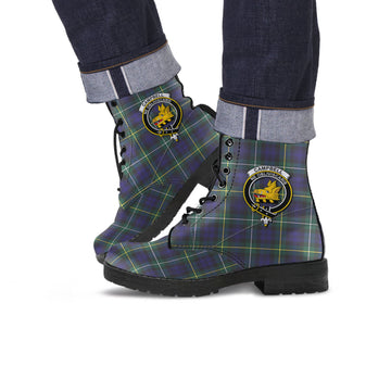 Campbell Argyll Modern Tartan Leather Boots with Family Crest