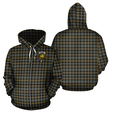 Campbell Argyll Weathered Tartan Hoodie with Family Crest