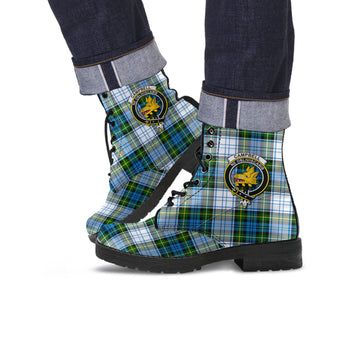 Campbell Dress Tartan Leather Boots with Family Crest