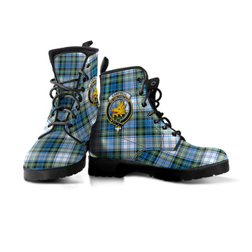 Campbell Dress Ancient Tartan Leather Boots with Family Crest