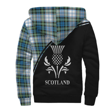 Campbell Dress Ancient Tartan Sherpa Hoodie with Family Crest Curve Style