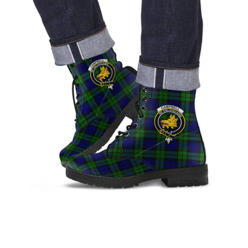 Campbell Modern Tartan Leather Boots with Family Crest