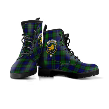 Campbell Modern Tartan Leather Boots with Family Crest