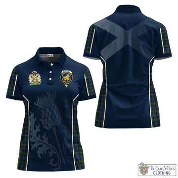 Campbell of Argyll #01 Tartan Women's Polo Shirt with Family Crest and Scottish Thistle Vibes Sport Style