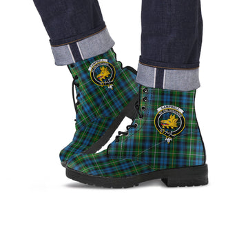Campbell of Argyll #02 Tartan Leather Boots with Family Crest
