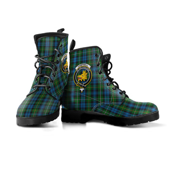 Campbell of Argyll #02 Tartan Leather Boots with Family Crest