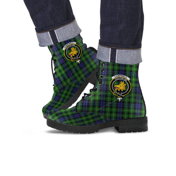 Campbell of Breadalbane Tartan Leather Boots with Family Crest