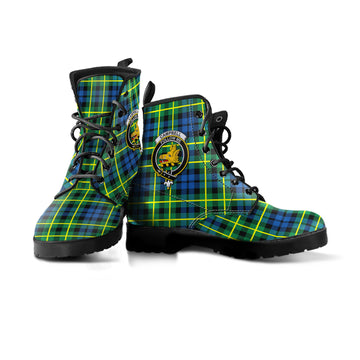 Campbell of Breadalbane Ancient Tartan Leather Boots with Family Crest