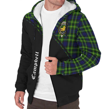 Campbell of Breadalbane Modern Tartan Sherpa Hoodie with Family Crest Curve Style