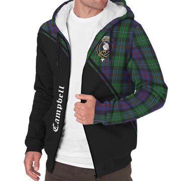 Campbell of Cawdor Tartan Sherpa Hoodie with Family Crest Curve Style