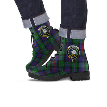 Campbell of Cawdor Tartan Leather Boots with Family Crest