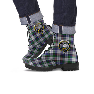 Campbell of Cawdor Dress Tartan Leather Boots with Family Crest