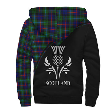 Campbell of Cawdor Modern Tartan Sherpa Hoodie with Family Crest Curve Style