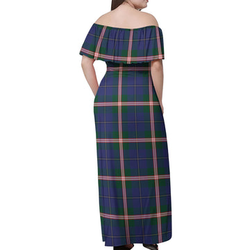 Canadian Centennial Canada Tartan Off Shoulder Long Dress