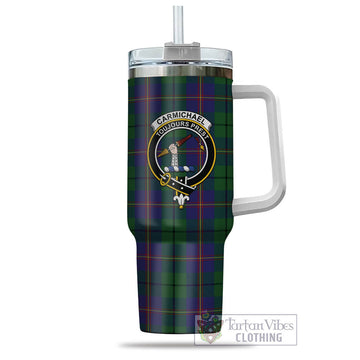 Carmichael Tartan and Family Crest Tumbler with Handle