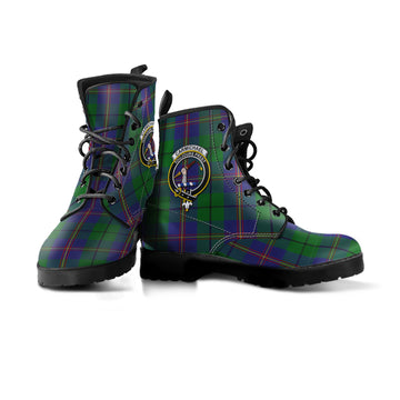 Carmichael Tartan Leather Boots with Family Crest