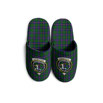 Carmichael Modern Tartan Home Slippers with Family Crest