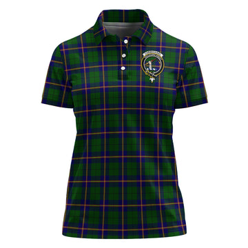 Carmichael Modern Tartan Polo Shirt with Family Crest For Women
