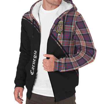 Carnegie Tartan Sherpa Hoodie with Family Crest Curve Style